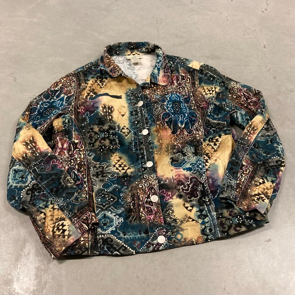 Y2K paisley print trucker corduroy jacket